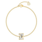 Alphabet Initial Z 18K Gold, Rosegold or Whitegold Bracelet w. Solitaire Lab-Grown Diamond