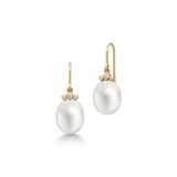 Lovina 14K Gold Earrings w. Diamonds & Pearl