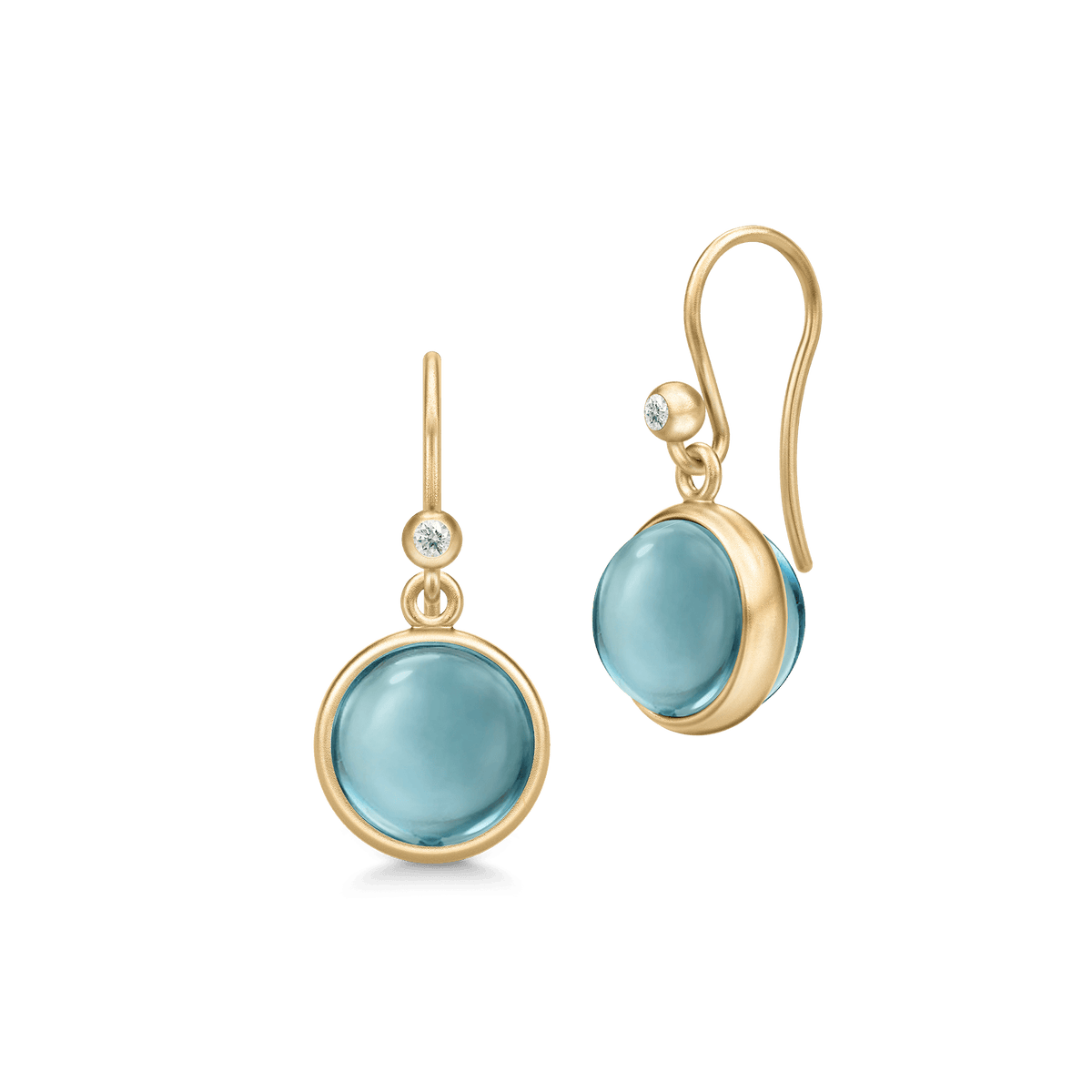 Prime 14K Gold Ohrringe w. Aqua Blue Quarz