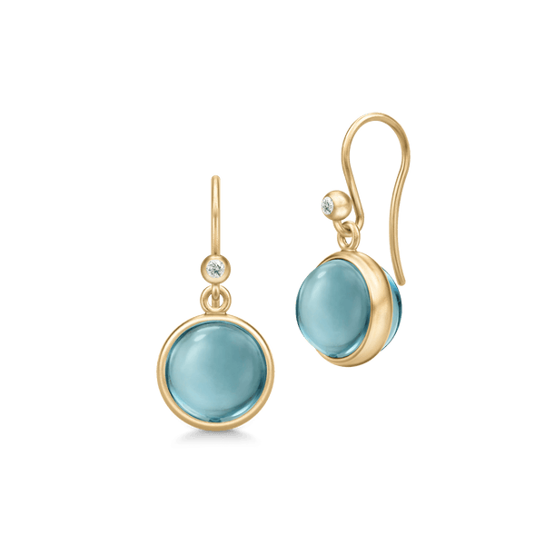 Prime 14K Gold Earrings w. Aqua Blue Quartz