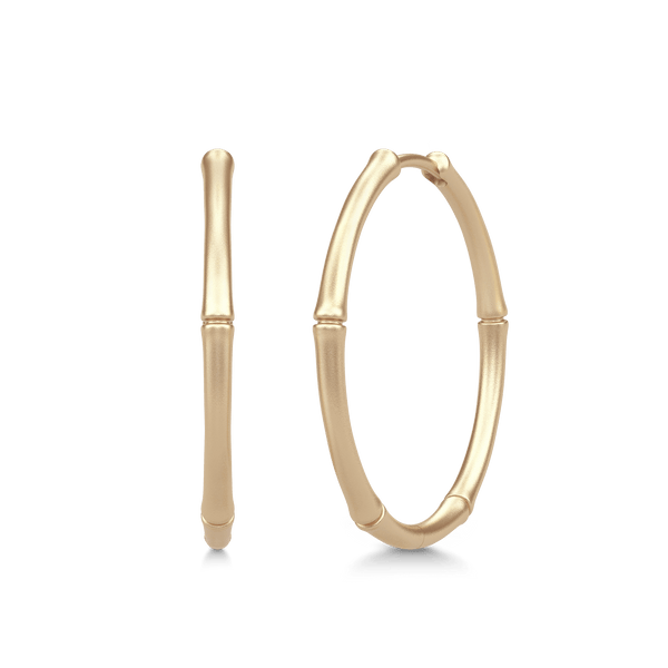 Bamboo Medium 14K Gold Hoops