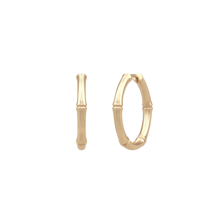 Bamboo Small 14K Gold Hoops