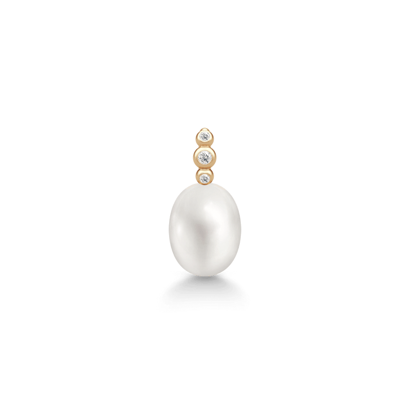 Lovina 14K Gold Pendant w. Diamonds & Pearl