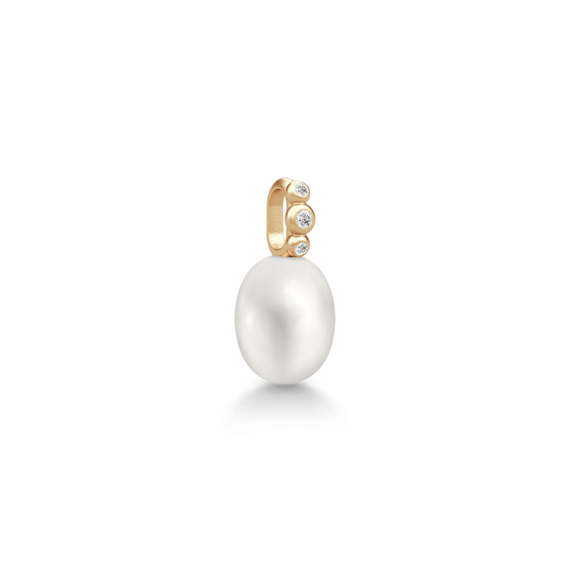 Lovina 14K Gold Pendant w. Diamonds & Pearl