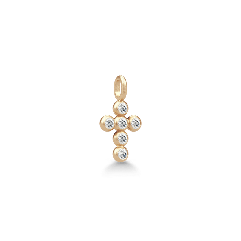 Cross 14K Gold Pendant w. Diamonds