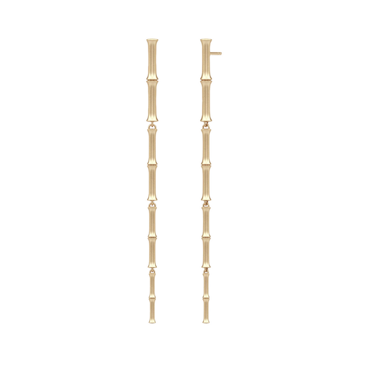 Bamboo Dangle 14K Gold Earrings