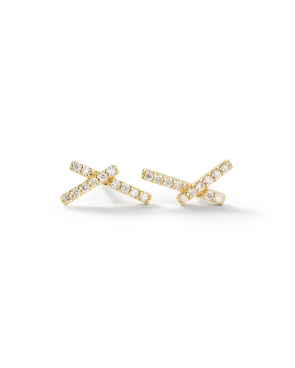 Intersection Pavé 14k Gold Studs w. Diamonds