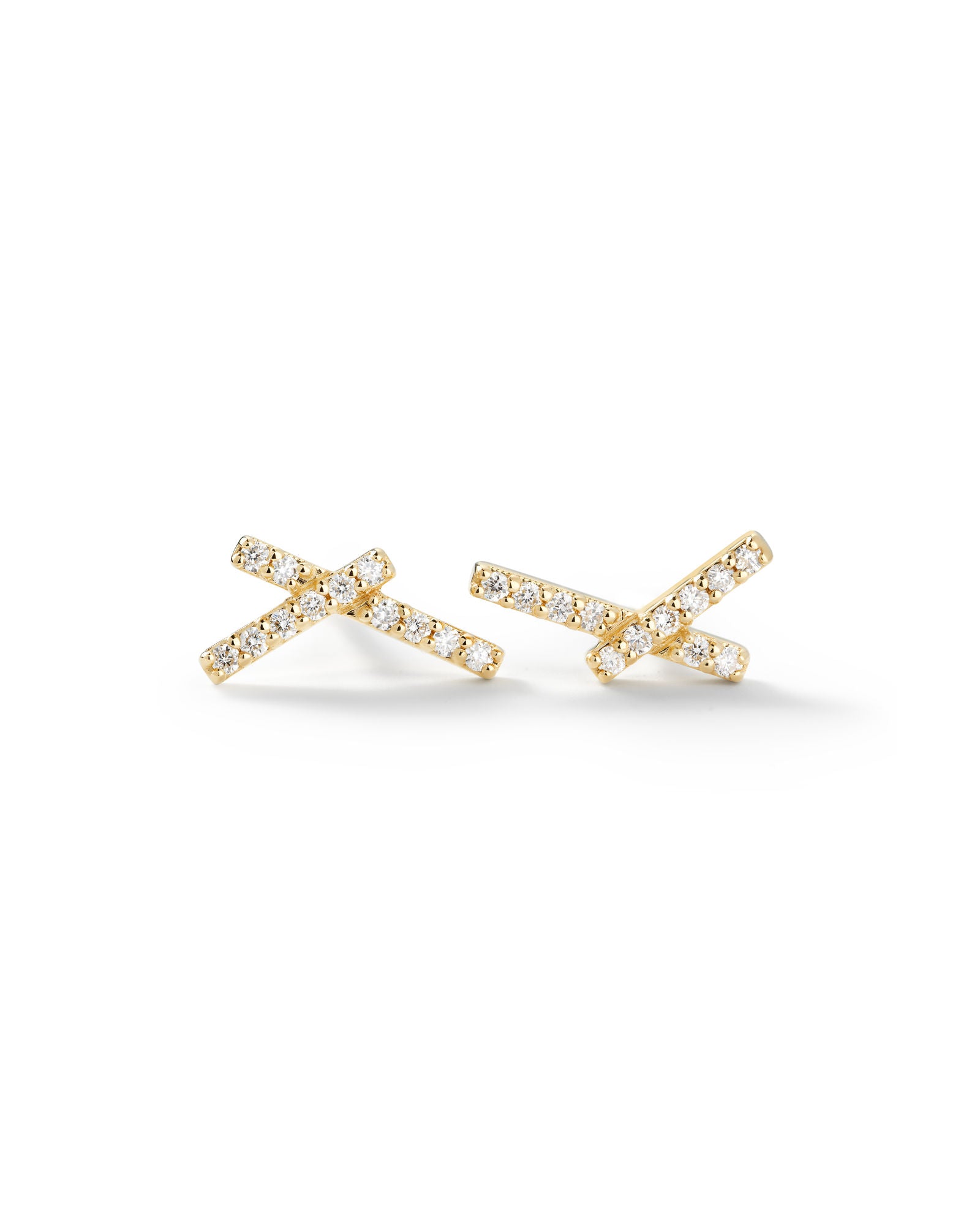 Intersection Pavé 14K Guld Ørestikker m. Diamanter