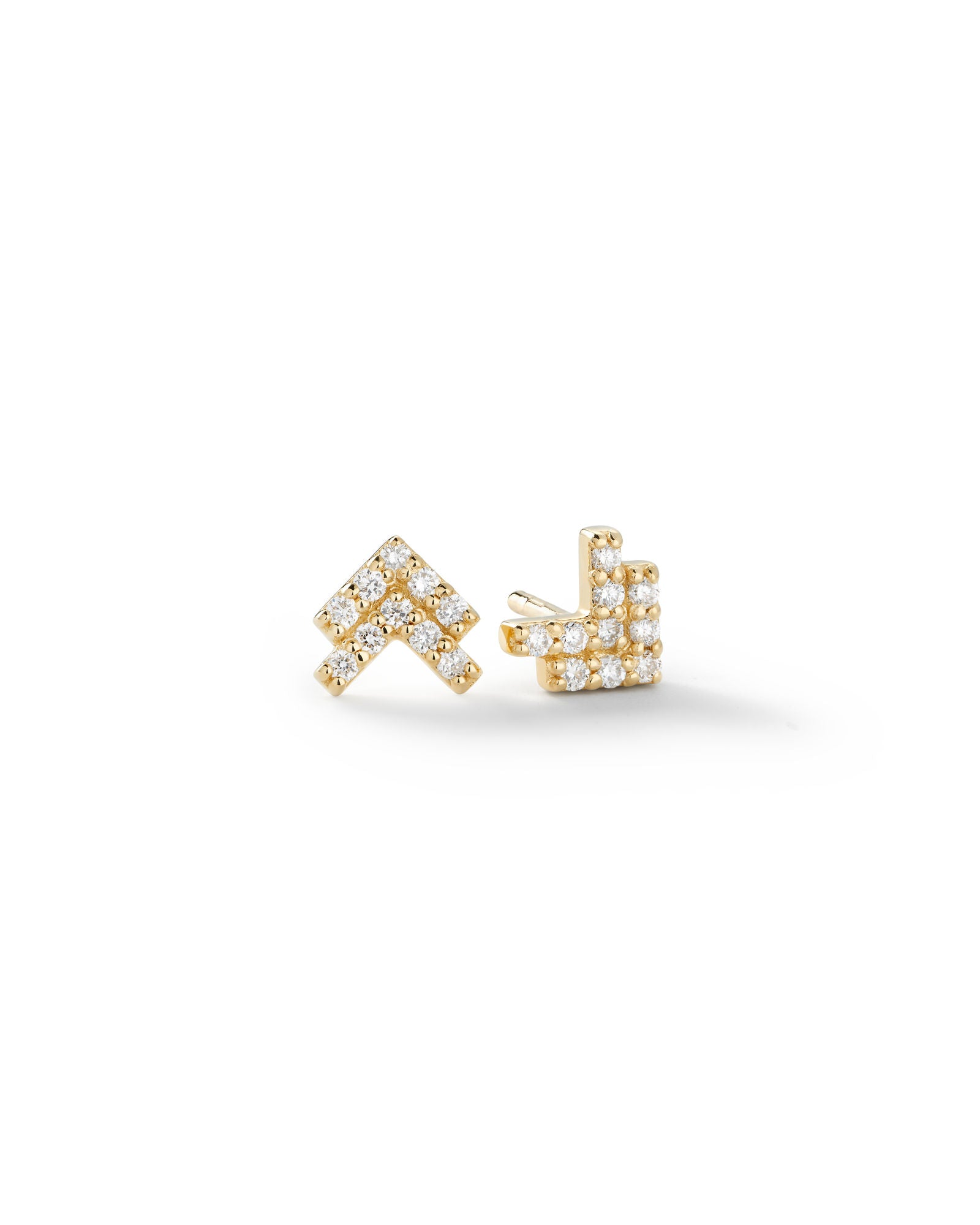 Double Arrow Pavé 14K Guld Ørestikker m. Diamanter