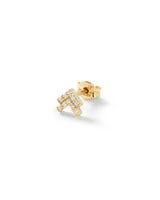 Double Arrow Pavé 14k Gold Studs w. Diamonds