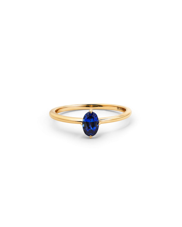 Safir Solitaire 14K Guld Ring