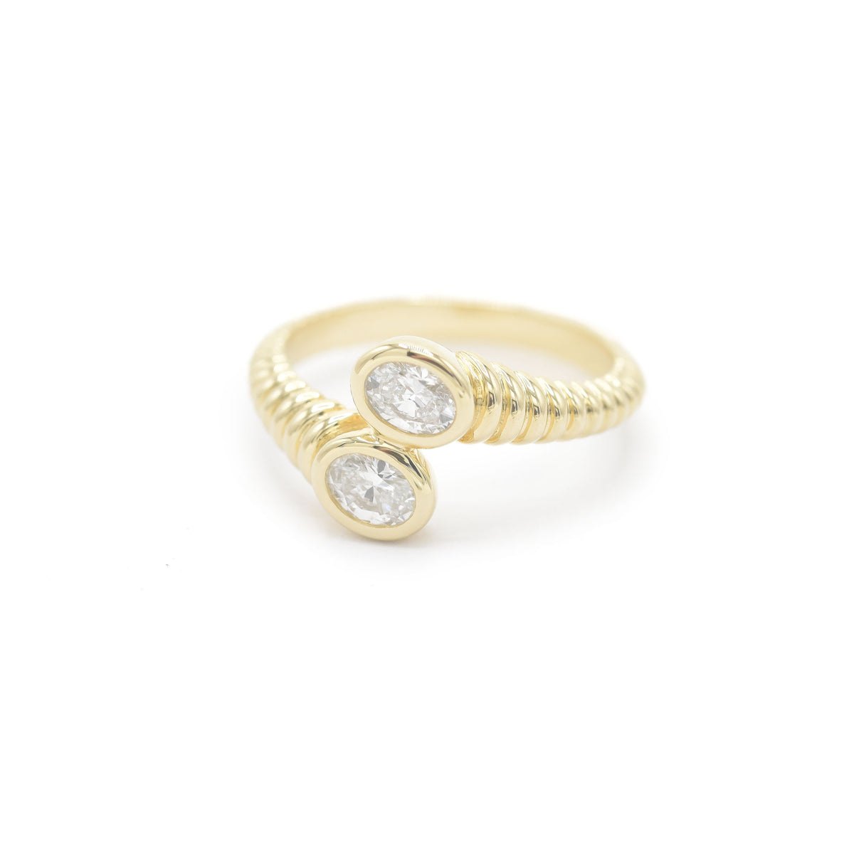 Mini Twisted Sister 14K Gold Ring w. Diamonds