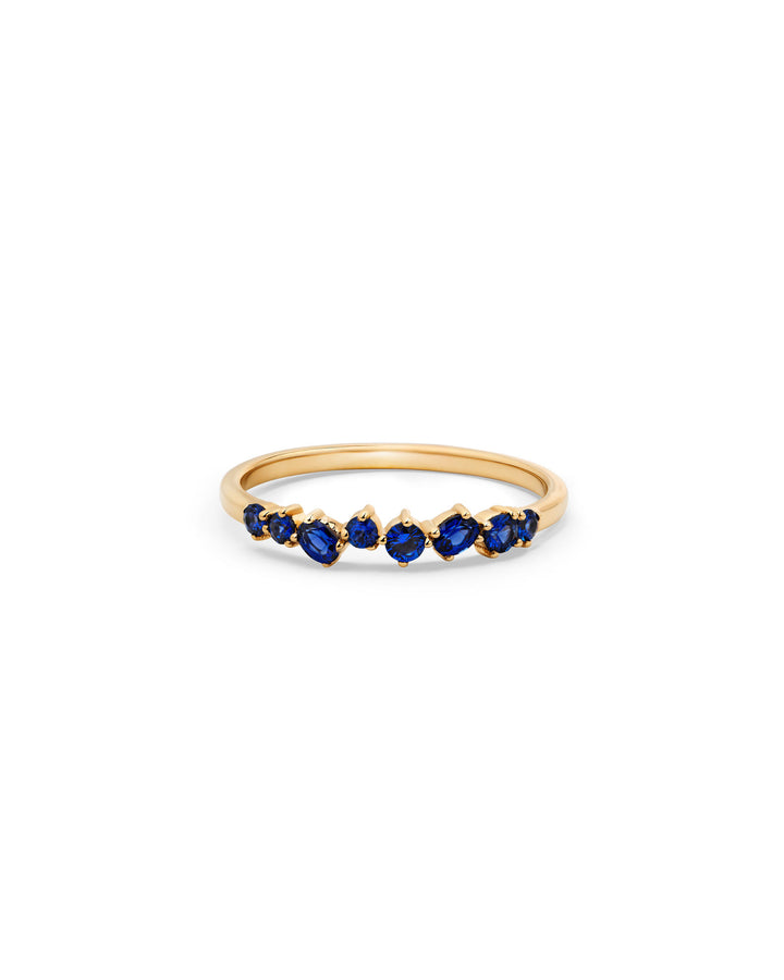 Sapphire Cluster Band 14k Gold Ring