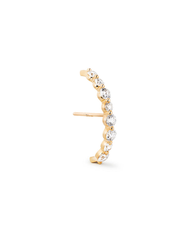 Brilliant Round Suspender 14k gold Earring w.Lab-Grown Diamonds