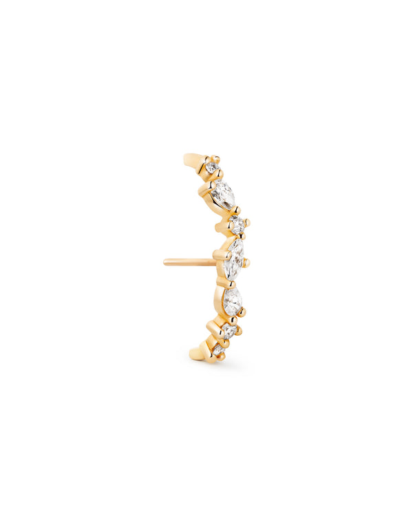 Diamonds Cluster Suspender 14k Gold Earring w. Lab-Grown Diamonds