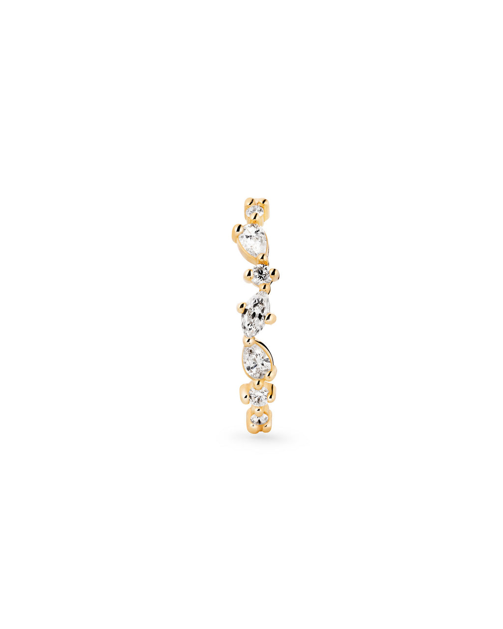 Diamonds Cluster Suspender 14k Gold Earring w. Lab-Grown Diamonds