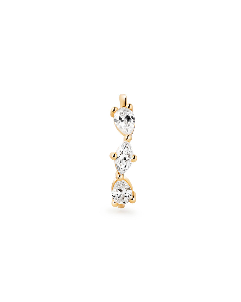 Signature Suspender 14k Gold Earring w. Lab-Grown Diamonds