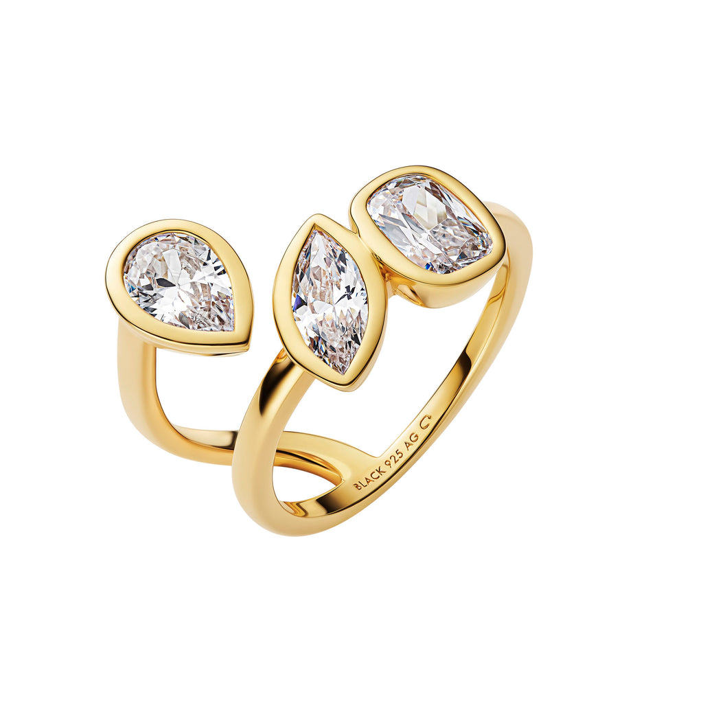 You & Me Baby Gold Plated Ring w. White Zirconia