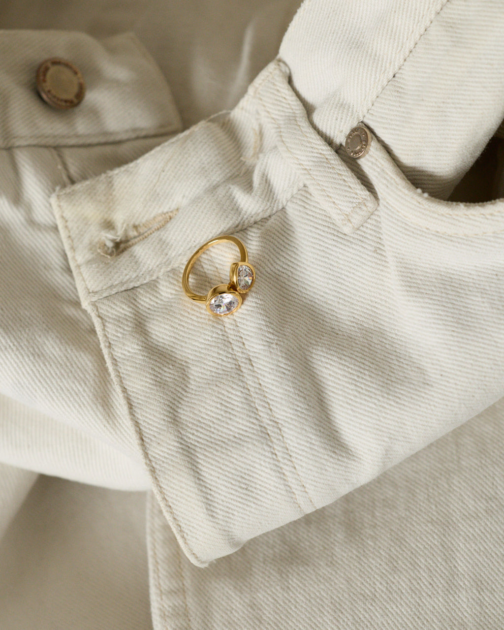 You & Me Gold Plated Ring w. White Zirconia