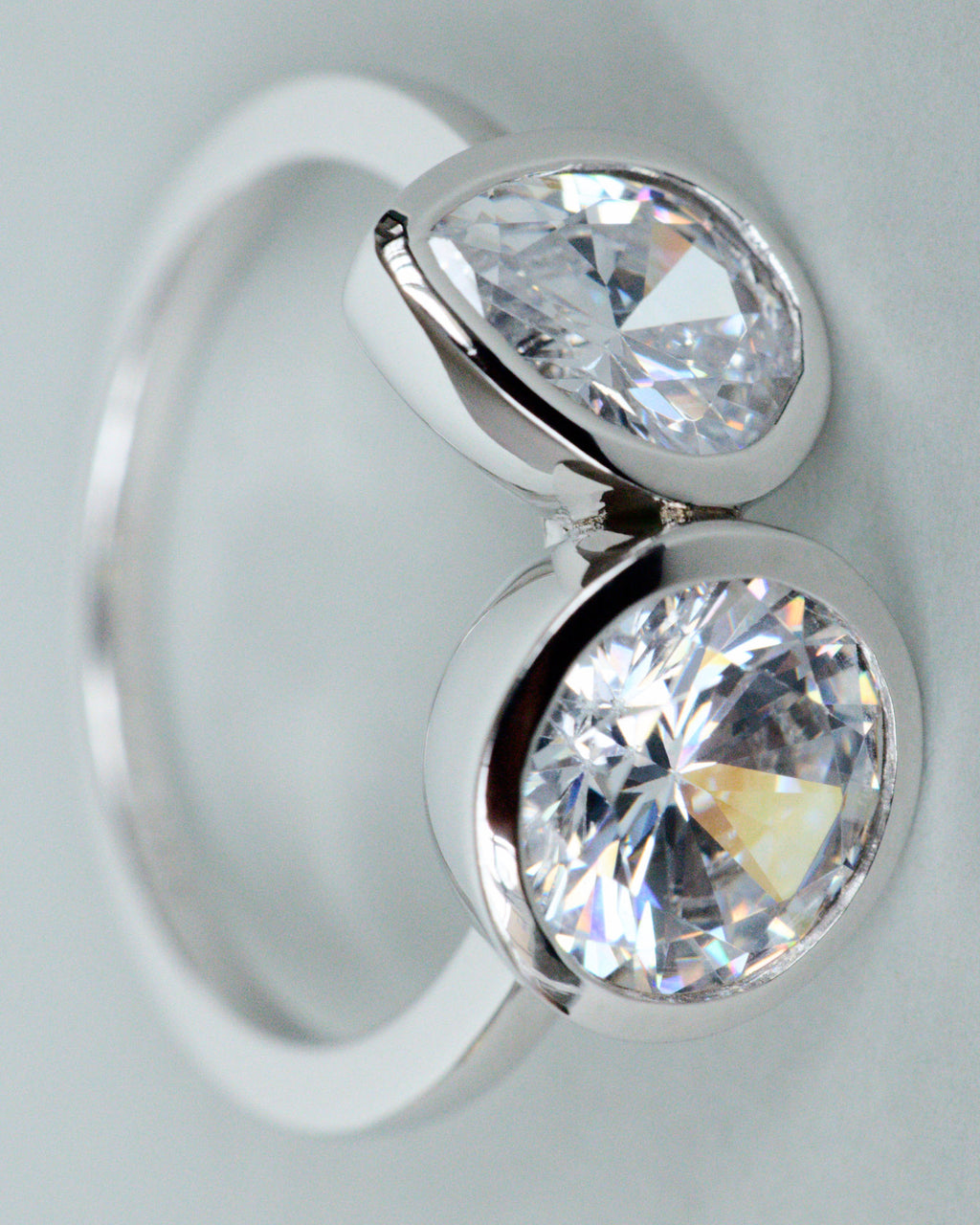 You & Me Silver Ring w. White Zirconia