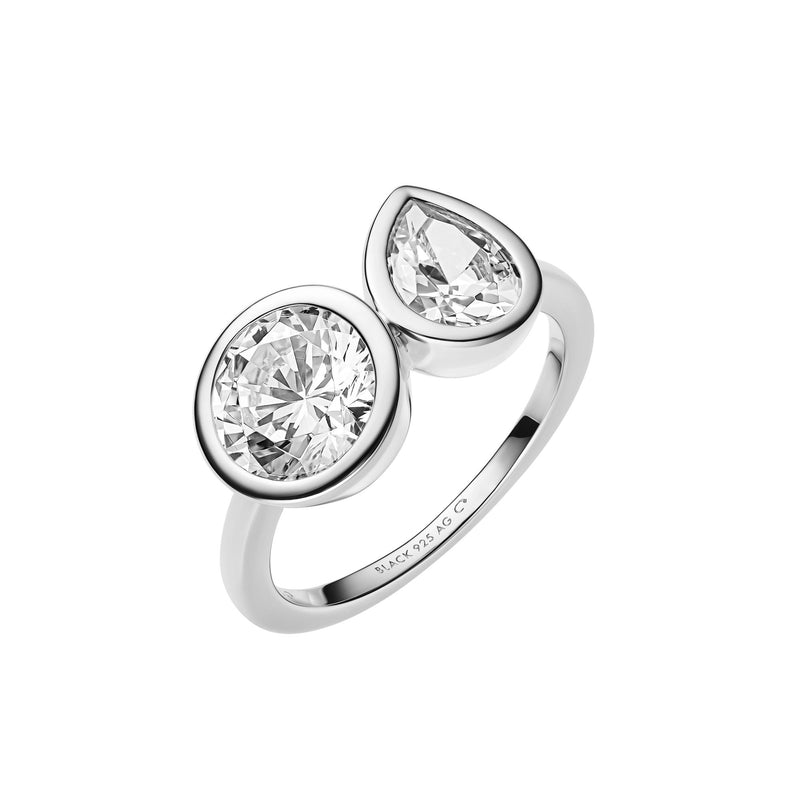 You & Me Silver Ring w. White Zirconia