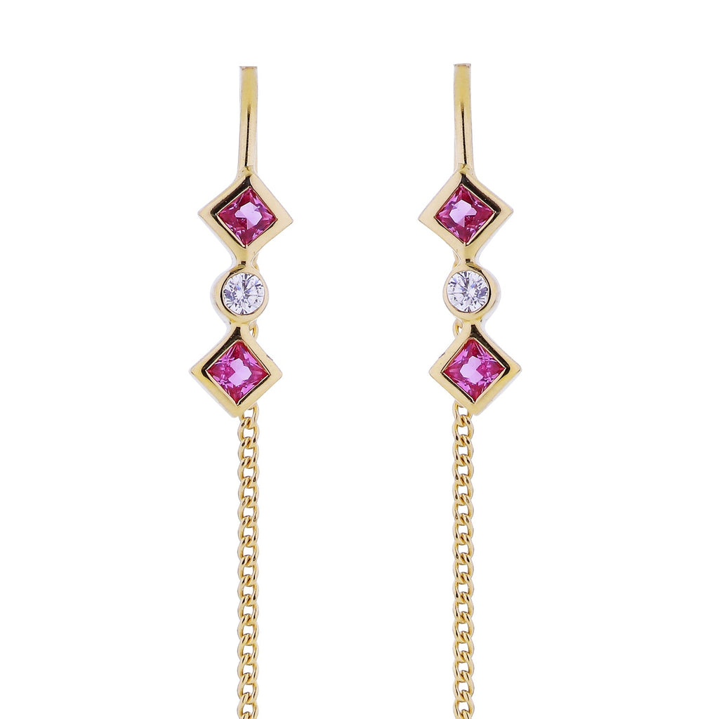 Zalora Pink 14K Gold Plated Earring w. Zirconia