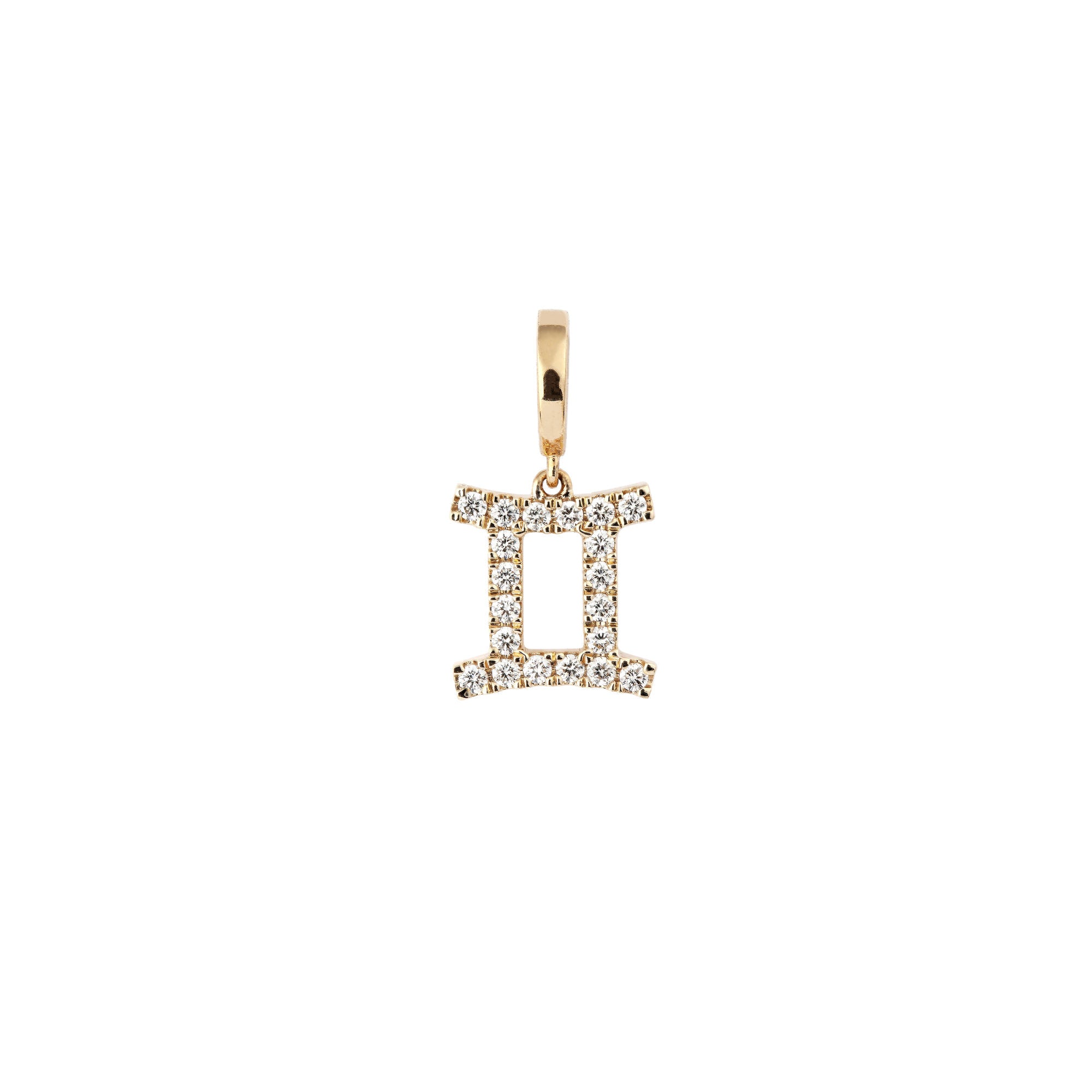Zodiac Gemini 18K Gold or Whitegold Charm w. Diamonds