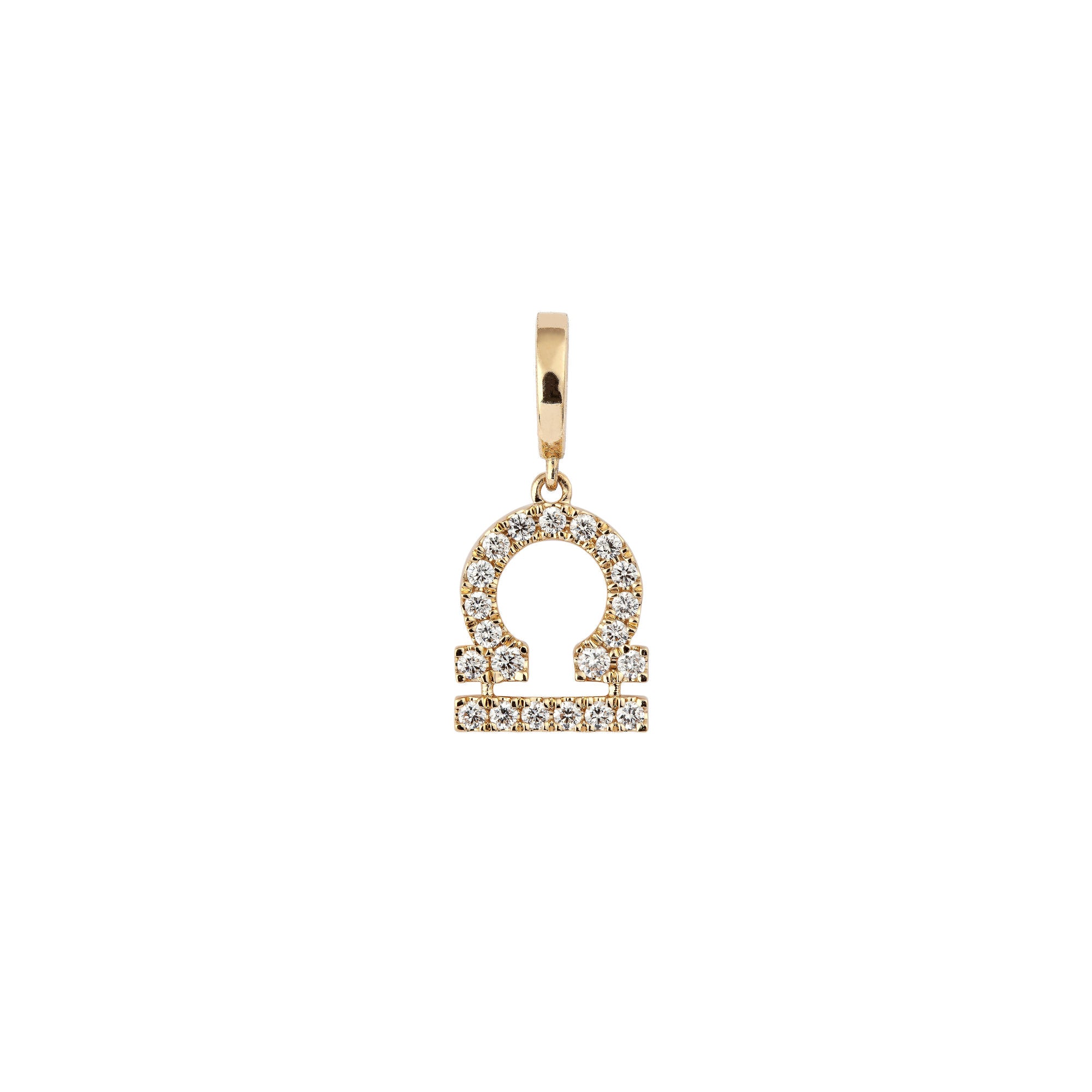 Zodiac Libra 18K Gold or Whitegold Charm w. Diamonds