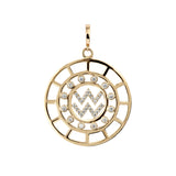 Zodiac Aquarius 18K Gold or Whitegold Pendant w. Diamonds