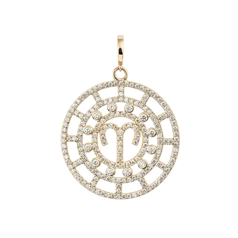 Zodiac Pavé Aries 18K Gold or Whitegold Pendant w. Diamonds