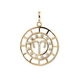 Zodiac Aries 18K Gold or Whitegold Pendant w. Diamonds