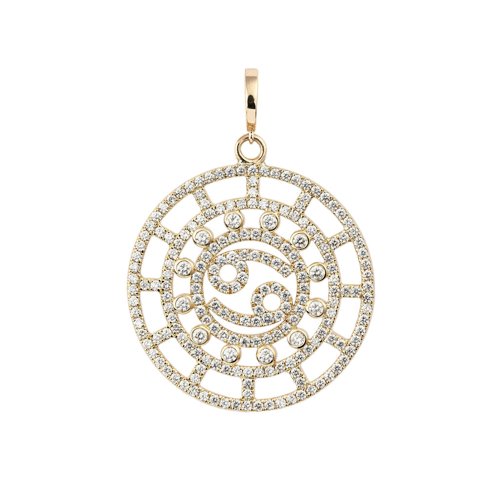 Zodiac Pavé Cancer 18K Gold or Whitegold Pendant w. Diamonds