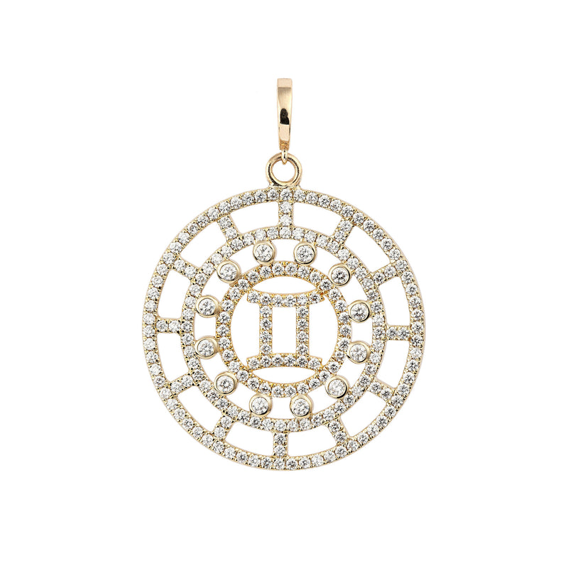 Zodiac Pavé Gemini 18K Gold or Whitegold Pendant w. Diamonds