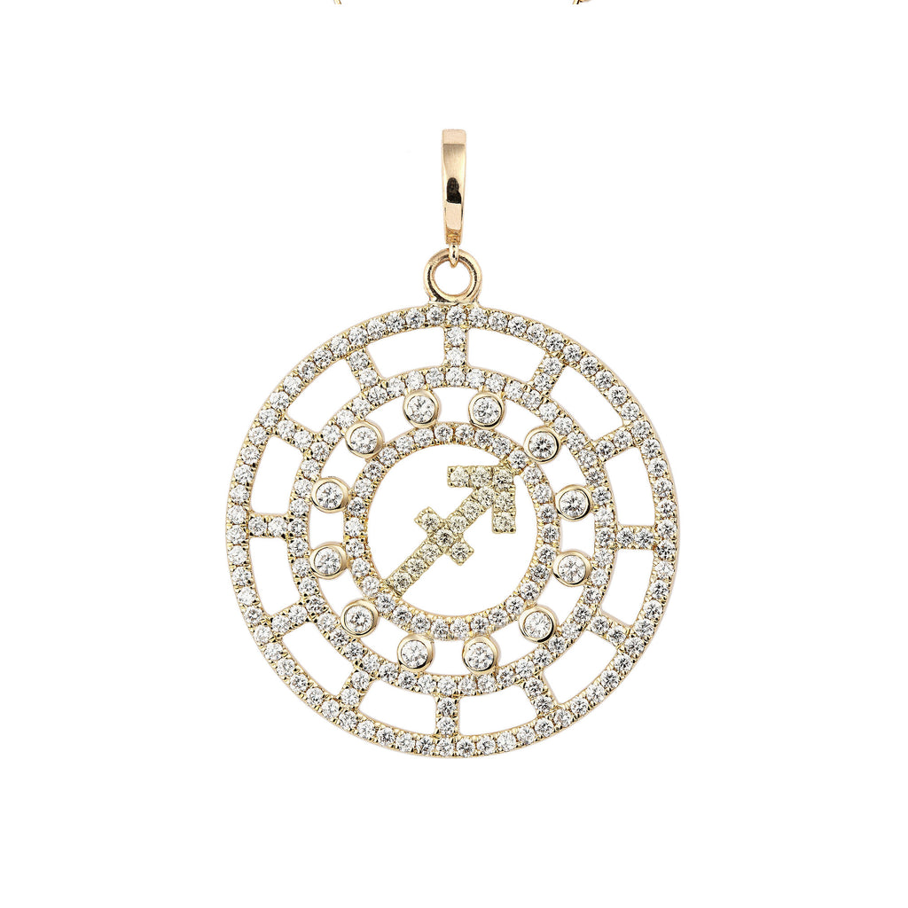 Zodiac Pavé Sagittarius 18K Gold or Whitegold Pendant w. Diamonds