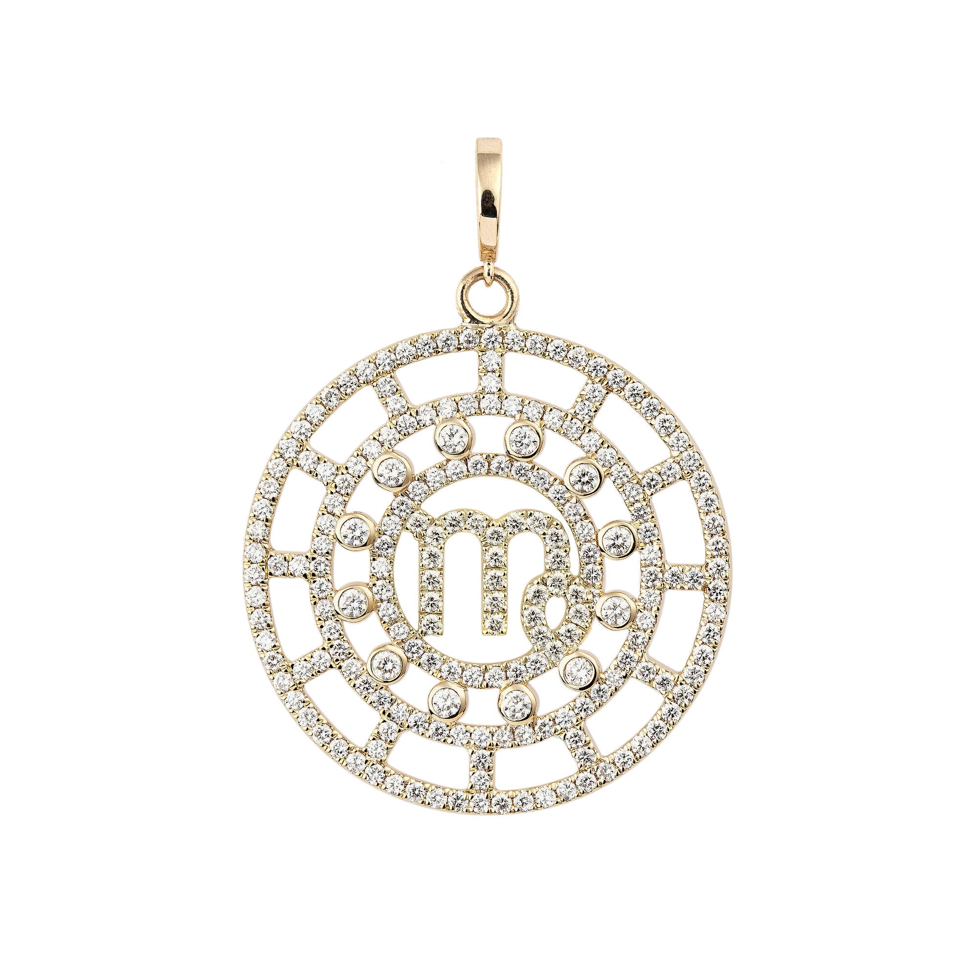 Zodiac Pavé Virgo 18K Gold or Whitegold Pendant w. Diamonds