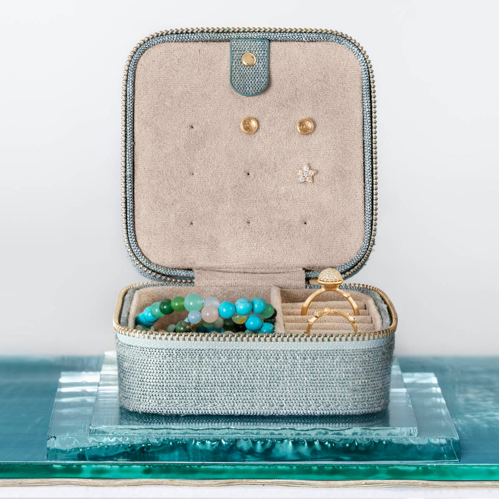 Raw Silk Blue Jewellery box