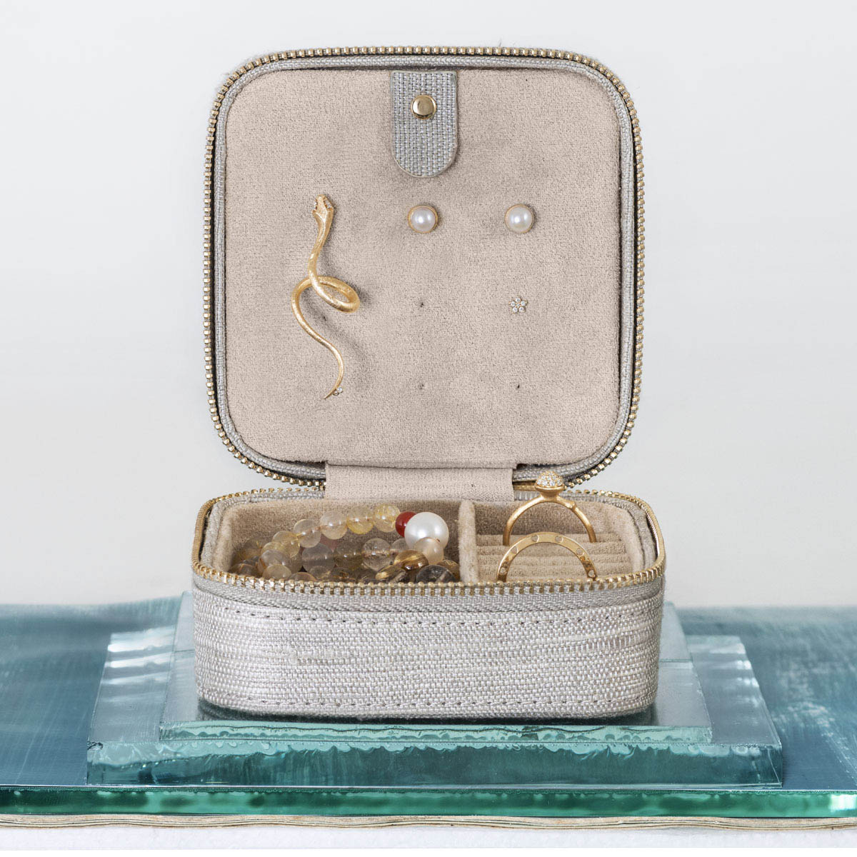 Raw Silk Beige Jewellery box