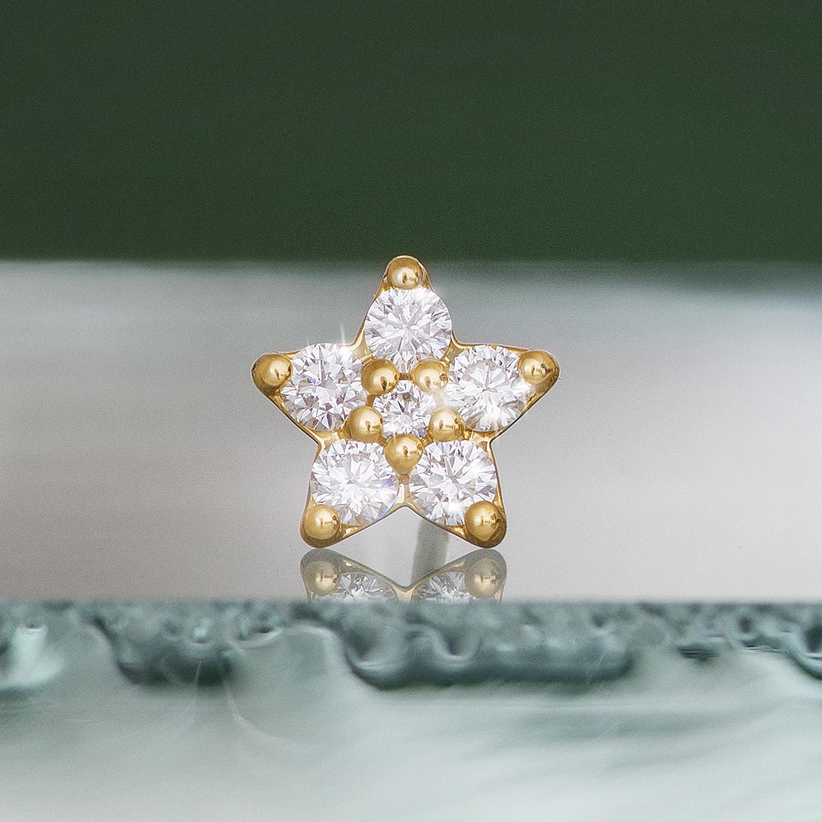 Large Shooting Stars 18K Gold Studs w. Diamonds