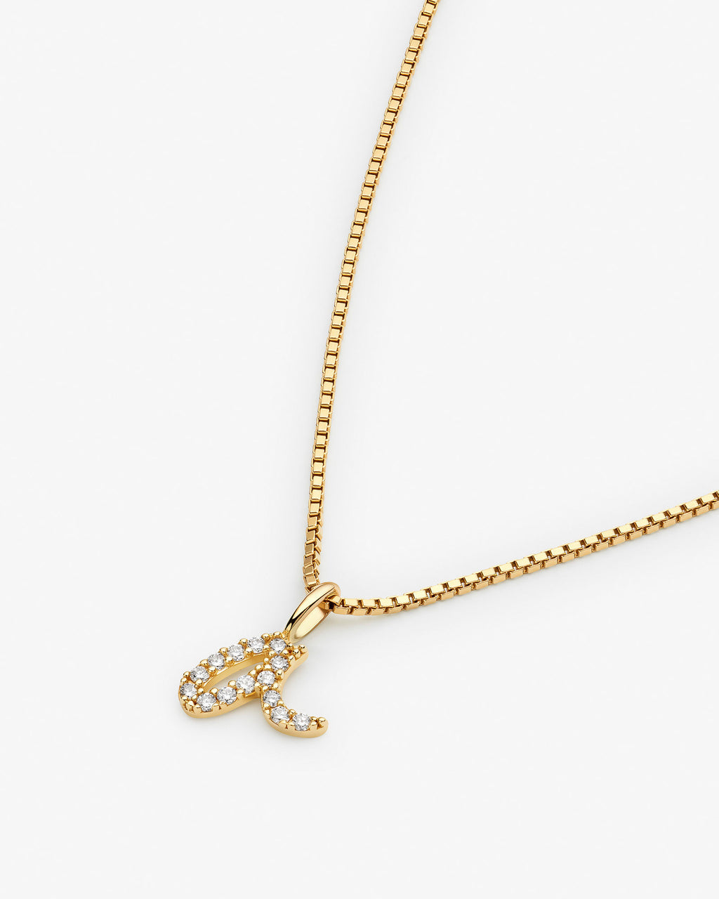 Initial A 14k Gold Necklace w. Lab-Grown Diamonds