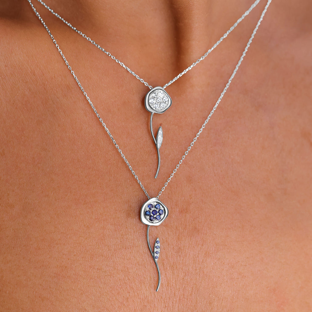 Desert Rose Flower 18k Guld Halskæde m. Diamanter