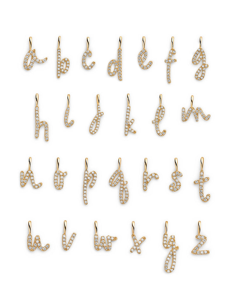 Initial B 14k Gold Necklace w. Lab-Grown Diamonds