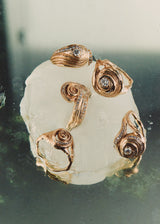 Cochlea 14K Gold Ring w. Pavé Diamonds