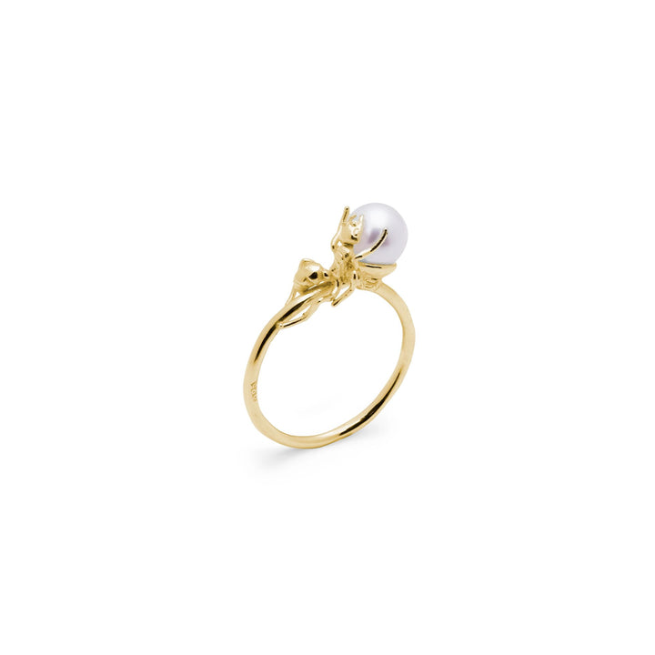 Ant Gold Plated Ring w. Pearl