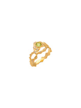 August Birthstone 18K Gold Ring w. Peridot & Sapphires