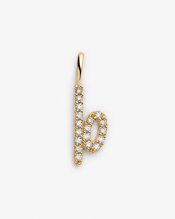 Initial B 14k Gold Necklace w. Lab-Grown Diamonds