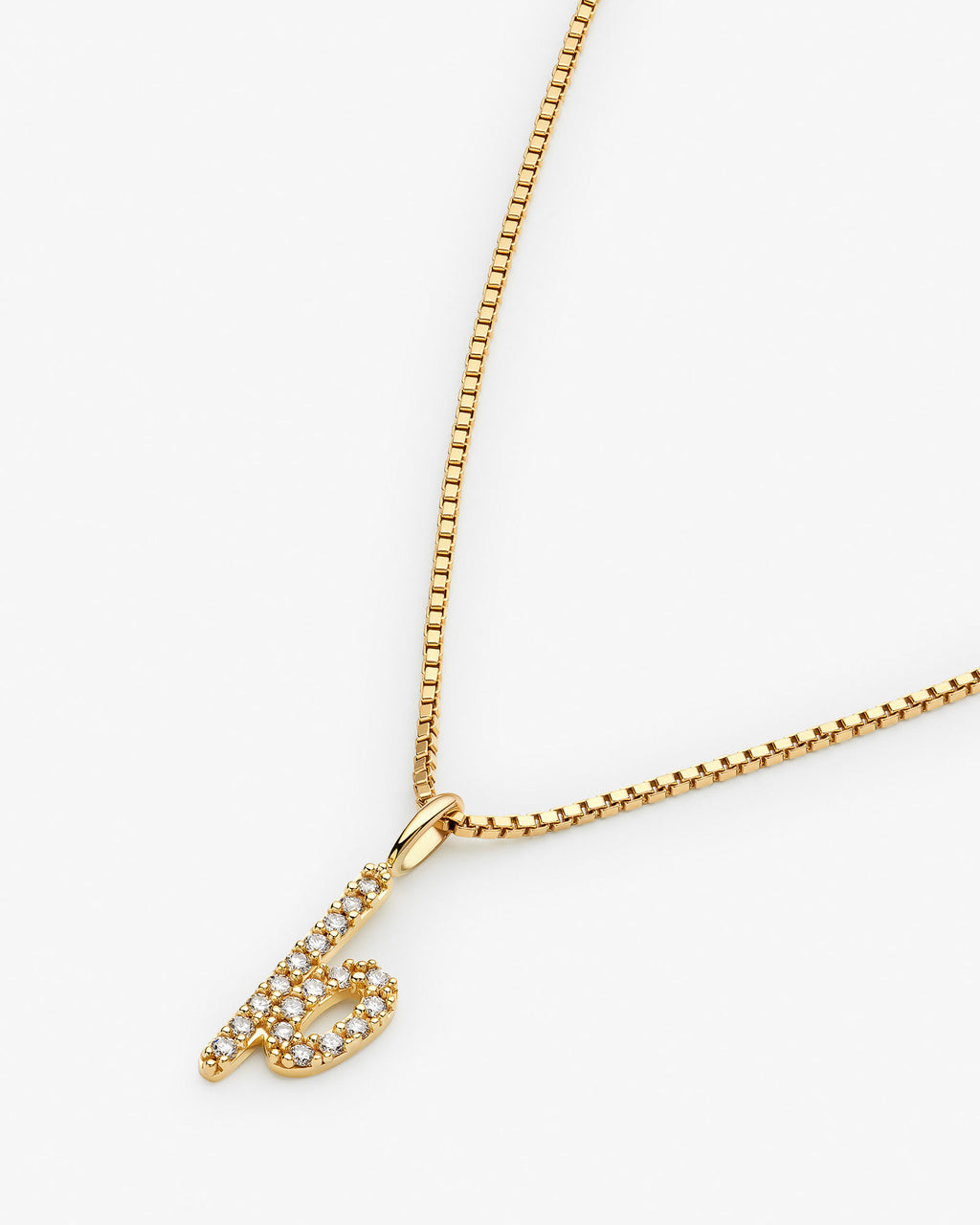 Initial B 14k Gold Necklace w. Lab-Grown Diamonds