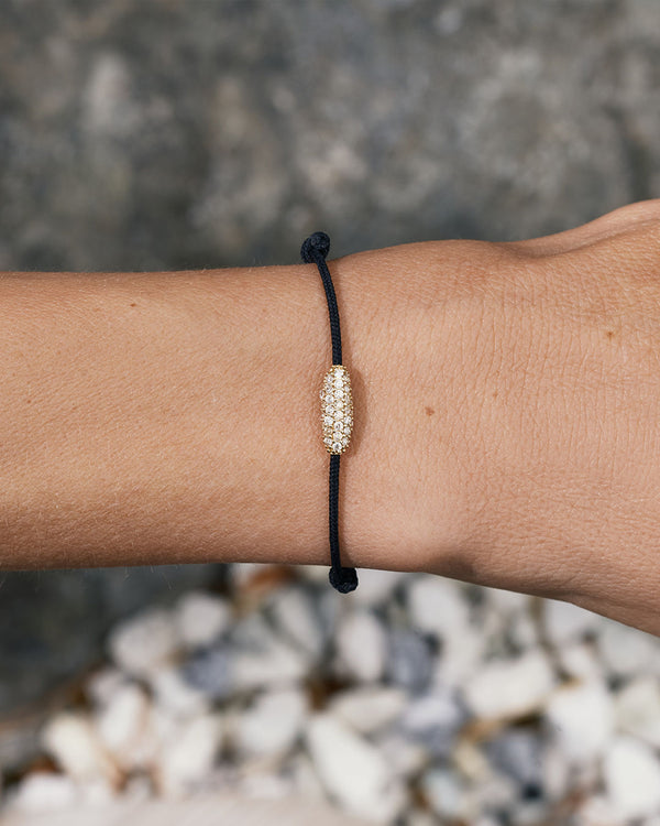 Pavé Cord Sort 14k Hvidguld Armbånd m. Lab-Grown Diamanter