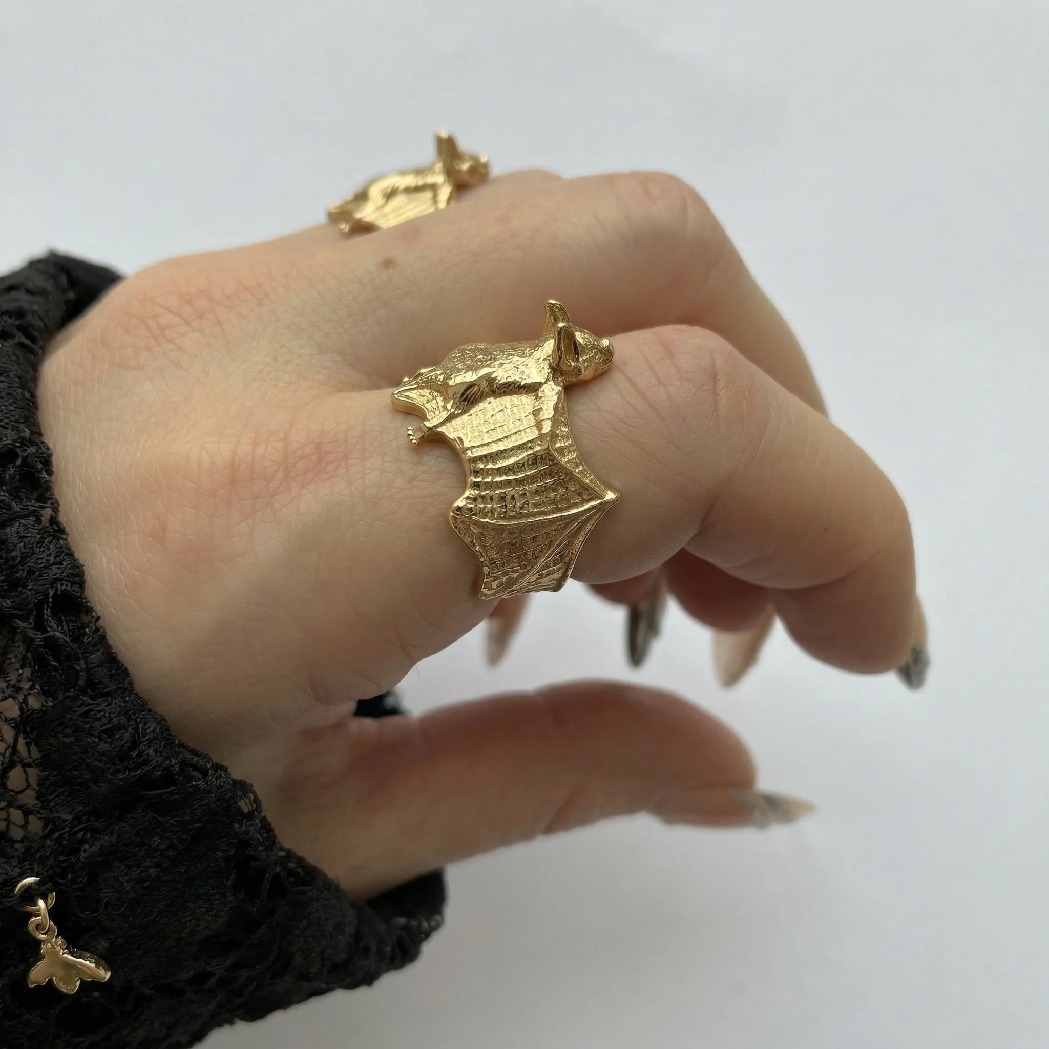 Gold Plated Bat Ring