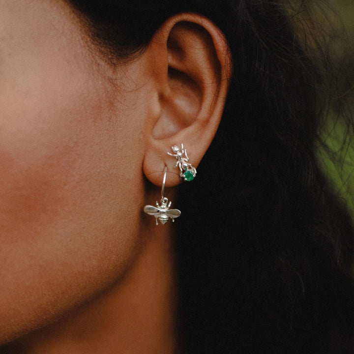 Bee Silver Hoops
