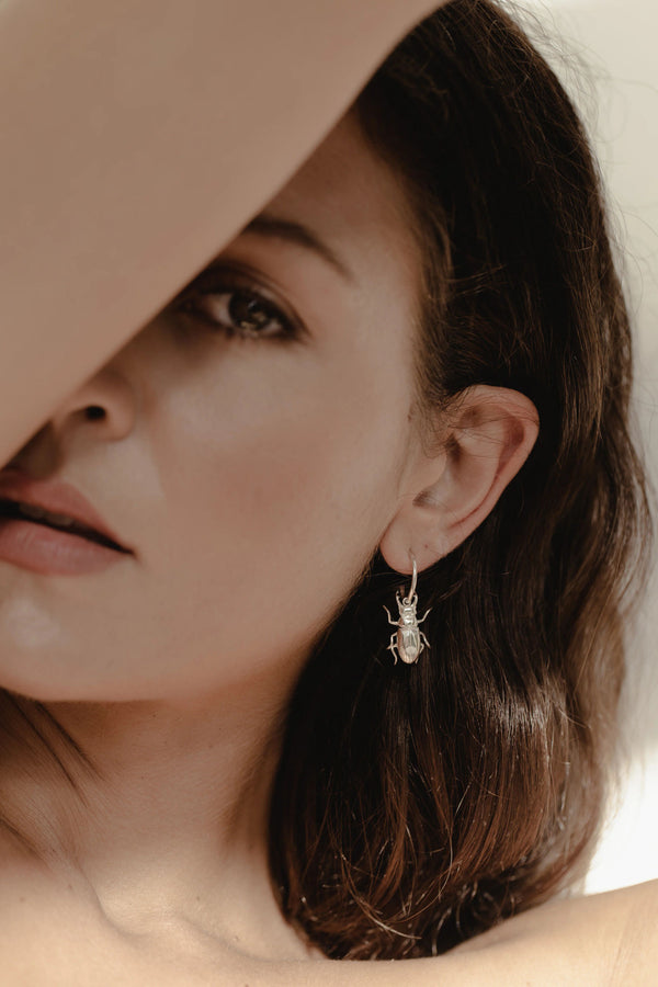 Beetle Silver Hoops